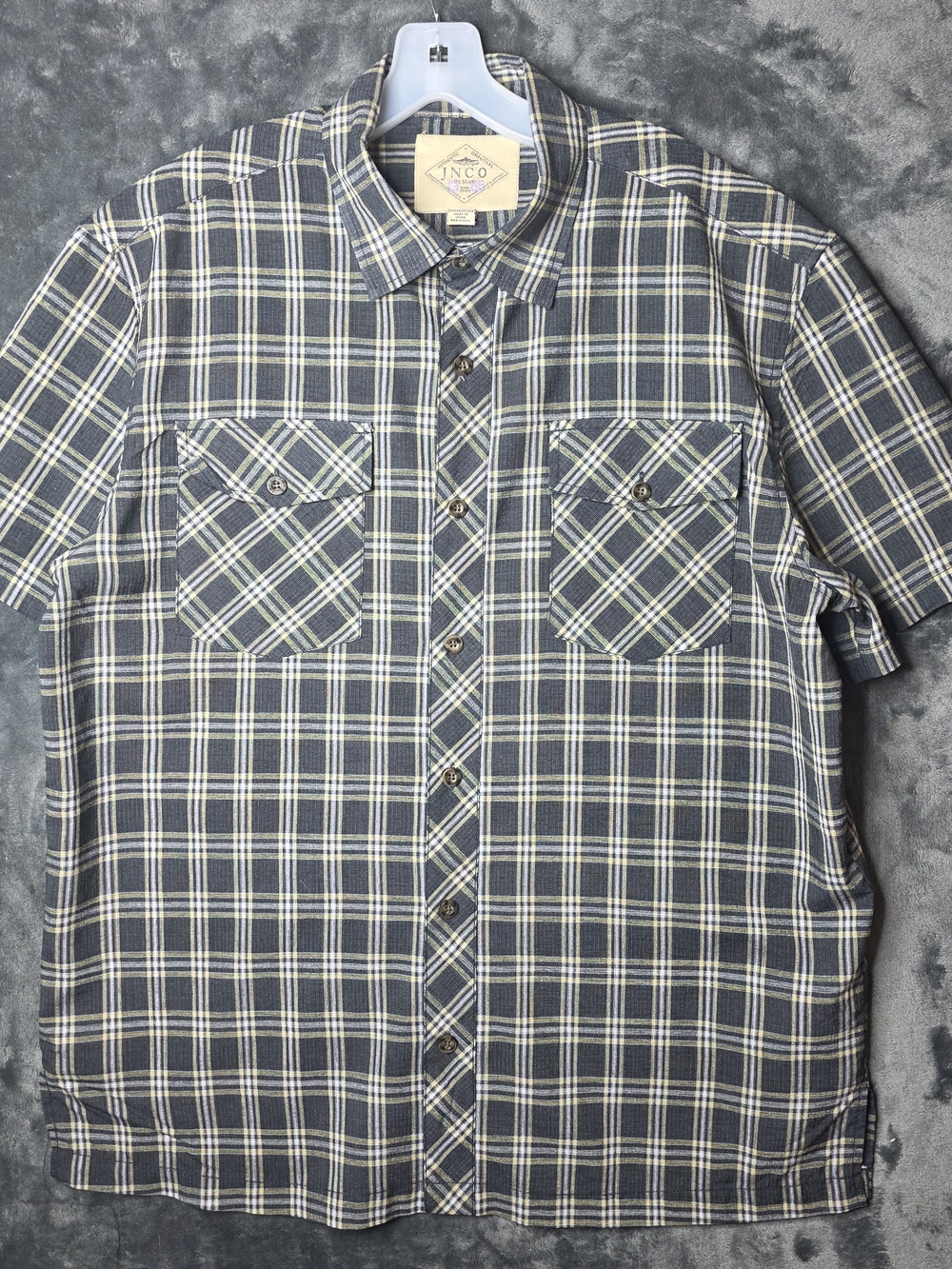 JNCO Men’s Plaid Short Sleeve Button-Up Shirt